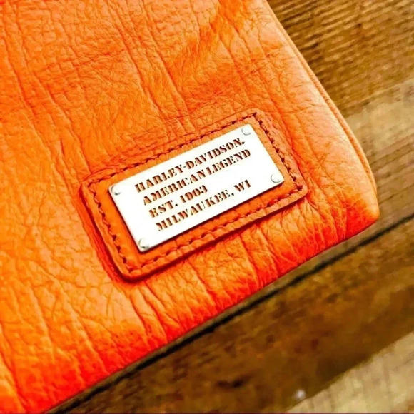 NWOT Harley Davidson Rare All Bark Orange Leather Hip/Crossbody Bag - Picture 7 of 12